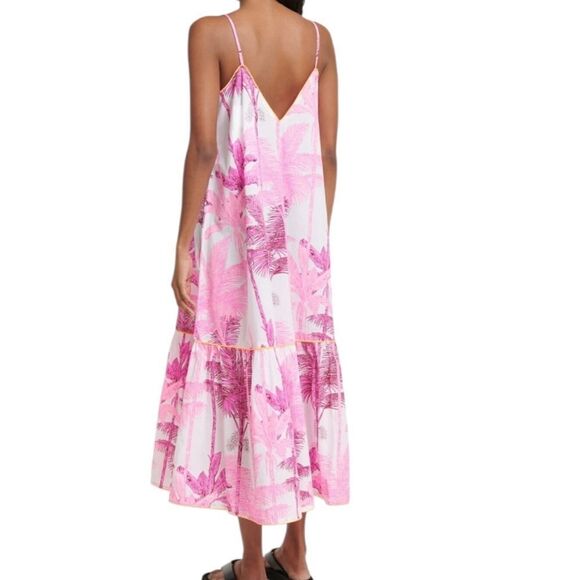 Juliet Dunn Printed cotton slip midi dress S - Picture 3 of 7